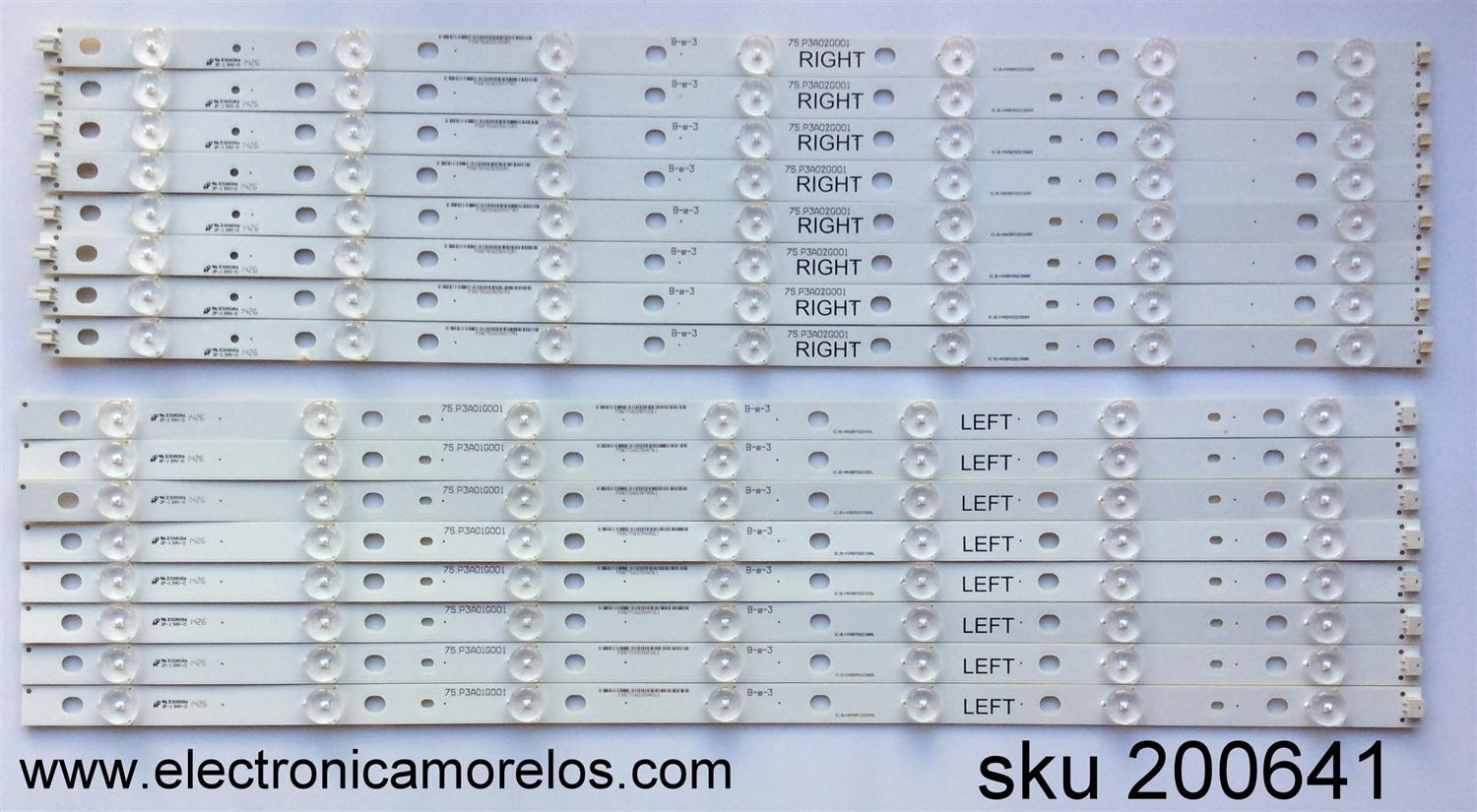 KIT DE LED´S PARA TV (16 PIEZAS) / PANASONIC 75.P3A02G 001 / IC-BHWBR55D399R / IC-BHWBR55D399L / PANEL PAV5534 / LSC550HQ08-P01 / MODELO TC-55AS680U 